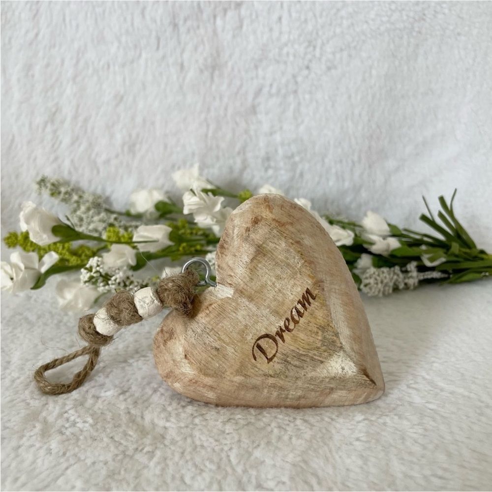 Rustic Wooden Dream Heart Ornament Hanging Shabby Chic Farmhouse Decor